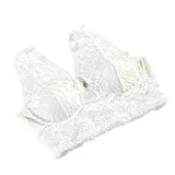 Angelof Soutien-Gorge de Sport Women Brassiere en Dentelle Fitness Lingerie Dentelle RembourréS Bras Pousser sans Fil à Sec DéBardeurs Ajustement (XL, Blanc)