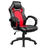 Racing Chaise Moderne Confortable Ergonomique De Bureau En Similicuir PU Haute Dossier Siège Baquet Fauteuil Sport Gaming Pivotant Pour Gamer Joueur Ordinateur (rouge)
