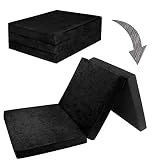 Fortisline Matelas d'appoint Pliant Lit d'appoint Lit d'invité futon Pouf 195x80x9 cm Couleur Noir