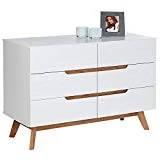IDIMEX Commode Tibor Style scandinave Design Vintage Nordique avec 6 tiroirs, en pin Massif lasuré Blanc