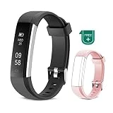 MUZILI Tracker de Fitness Bracelet Sport étanche avec Tactile écran Tracker d'activité avec Compteur de Pas/Notifications Bracelet Mixte pour Les Femmes et Les Hommes (Noir)