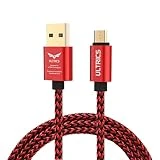 ULTRICS Câble Micro USB 3M, Charge Rapide et Données Synchro Cordon, Tressé Nylon Fil de Chargeur Compatible avec Samsung Galaxy S7/ S6 Edge Nokia LG Android Tablette Smartphones Manette PS4 - Rouge