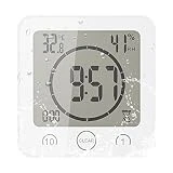 FORNORM Horloge de Salle de Bain, Alarme Numérique LCD Avec Horloge de Douche Tactile étanche, Humidité de la Température, Compte à Rebours, 3 Méthodes de Montage, Alimentation par Batterie