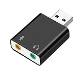 AUSWAUR USB Carte Son 7.1 Externe Adaptateur USB Audio 3D Stéréo Jack 3,5mm Compatible Neewer NW 800, PS4, Raspberry Pi, Casque Gamer, Enceinte, Microphone, Mac, Mac Mini, PC etc. Plug Play (Noir)