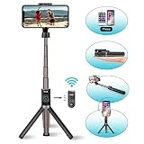 Viixm Perche Selfie Bluetooth Selfie Stick Trépied Télécommande Amovible 3-en-1Rotation 360° Alliage d'Aluminium Support Stable Bâton Selfie Télescopique pour iPhone Samsung Huawei MI Sony etc