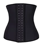 TwinsFlame Femme sexy Bustier Corset Taille Sérrée en Latex Ventre Ceinture Amincissant  - L - Noir