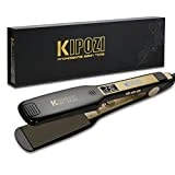 KIPOZI Lisseur Cheveux Professionnel Fer à Lisser à Larges Plaques avec Ecran LCD et Fonction Multi-voltage à Chauffe Rapide (Noir)