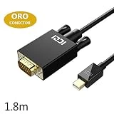 ICZI Câble Mini DP vers VGA, Adaptateur Mini DisplayPort (Thunderbolt) vers VGA, Convertisseur Plaqué Or 1080P, Compatible avec MacBook, Surface Pro & Surface 3, Chromebook Pixeletc (6ft/1.8m)