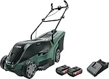 BOSCH 06008B9501 Home and Garden Tondeuse sans Fil avec Batterie Rotative Universelle 36 V et Système de 36 V 2 x 2, 0 Ah