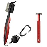 Flybiz Golf et Outil d'affûtage de rainure de Coin en Fer avec 6 Fraises de tungstène Outil de Nettoyage de rainurage de Club, Club de Golf et Rainures Brosse à Double Coté Nylon & Acier avec
