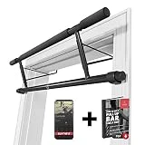 Barre de tractions pour cadre de porte sans vis ni perçage, guide d'entraînement - Barre fixe de musculation Expert avec poignées rembourrées, Extra large pour une fixation sur porte intérieure