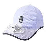 CAOQAO Casquette De Ventilateur De Charge USB,Casquette De Ventilateur De Refroidissement Casquette De Baseball Camping Cap Ventilateur Alimenté par pour La Marche,La RandonnéE, Le Camping,Blanc