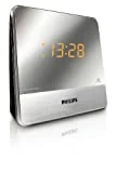 Philips AJ3231 Radio réveil avec tuner FM, double alarme, luminosité réglable, batterie de secours, configuration facile, Argent