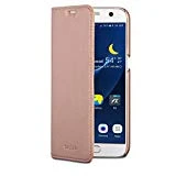 CASEZA Etui Samsung Galaxy S7 Rose Gold Cuir Végétalien Oslo Housse Folio à Rabat Portefeuille Livre en Simili Cuir Haut de Gamme pour Galaxy S7 Original - Ultra Mince avec Fermeture Magnétique