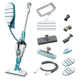 Black & Decker FSMH1321JSM-QS Balai Vapeur filaire-12 Accessoires, 1300 W, 500 milliliters, Blanc/Bleu Ciel