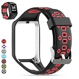 MOGOI Tomtom Bande de Montre, Silicone Bracelets de Remplacement Sangles Sport Bracelet pour Tomtom Runner 2 / Runner 3/ Spark 3/ Aventurier/Golfeur 2 Sports GPS Running Smartwatc (Noir + Rouge)