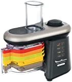 Moulinex DJ905810 Découpe Légumes Électrique Fresh Express Cube & Stick Râper Fin Épais Trancher Découper Cubes Batonnets Mandoline Légumes Fruits 280W Noir