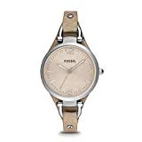 FOSSIL Montre Georgia femme / Montre-bracelet vintage avec cadran beige et bracelet élégant en cuir sable - Boîte de rangement et pile incluses