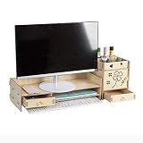 ACZZ Fxzyy Notebook Computer Stands 2-Cou Cou En Bois Écran D'affichage D'ordinateur De Base Accroché Base Support Support De Rangement De Clavier De Bureau Stockage,C