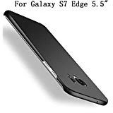 Heyqie Galaxy S7 Edge Coque, [Skin Touch Feel] Ultra-Thin Metallic Texture Anti-Fingerprint/Skid/Fade PC Back Protective Phone Cover Coque for Samsung Galaxy S7 Edge G9350 - Black