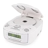 Auna Dreamee SL - Radio-réveil, Lecteur CD, Radio Tuner AM/FM, Double Alarme, Fonction Snooze, Minuterie de Sommeil, Entrée AUX, Haut-parleurs stéréo, Ecran LCD, Blanc