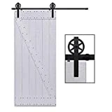CCJH 6FT-183cm Quincaillerie Kit de Rail Grande Roue Roulettes pour Porte Coulissante Hardware pour une Porte Suspendue en Bois Sliding Barn Door Hardware Big Wheel Flat Shaped