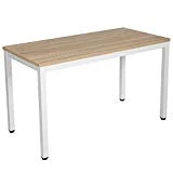 VASAGLE Table d'étude, Bureau Informatique, Grande Table d'Ordinateur, Table de Bureau, Pieds de Mise à Niveau réglables, 120 x 60 x 76 cm (L x l x H), Couleur de Bois, Blanc LWD64N