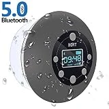 HOTT Haut-Parleur de Douche Bluetooth Portable étanche sans Fil avec Microphone FM appels Mains Libres 10 Heures Lecture de Musique écran LCD Carte SD Lecture pour iPhone iPad Android
