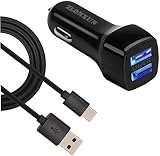 Chargeur Voiture Type C et Câble Type-C USB pour Samsung Galaxy S10/S10E/S8/S9/C9 Pro,LG G5,Huawei Mate 9/P9/P9 Plus/Honor 9,HTC 10,Lumia 950xl/950