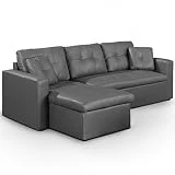 Paris Prix - Canapé d'angle Convertible Corto 230cm Gris