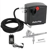 Display4top Action aérographe Mini Compresseur D'air Ensemble Gravity Feed Air Brush Kit pour Art Peinture Tatouage Manucure Artisanat Cake Gâteau Modèle Air Brush Nail Outil Ensemble (Noir)