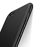 Coque iphone 6 plus, Coque iPhone 6s plus, J Jecent [Fibre de Carbone] Silicone TPU Souple Bumper Case Cover de Protection Premium Non Slip Surface Housse Etui [Anti-Choc et Anti-Rayures] - Noir