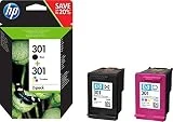 HP 301 pack de 2 cartouches d'encre noire/trois couleurs authentiques (N9J72AE)