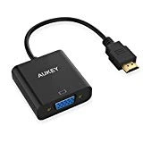 AUKEY Adaptateur HDMI vers VGA 1080P Convertisseur HDMI Mâle à VGA Femelle Compatible avec PC , TV Box , HDTV , Ultrabook , XBOX - Noir