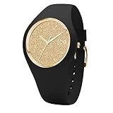 Ice-Watch - Ice Glitter Black Gold - Montre Noire pour Femme avec Bracelet en Silicone - 001348 (Small)