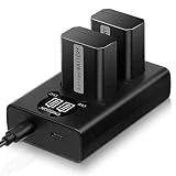 NP-FW50 Batterie de Rechange (2 Paquets) et Chargeur Double Intelligent LED USB pour Sony NP-FW50, Compatible avec Sony NEX série 3/5/7, série SLT-A, série Alpha et Plus
