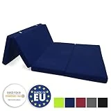 Beautissu Matelas Pliant d'appoint Campix - Pouf Pliable - 120 x 195 cm - Confortable lit d'invité - Futon - Bleu foncé
