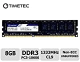 Timetec Hynix IC 8GB DDR3 1333MHz PC3-10600 Unbuffered Non-ECC 1.5V CL9 2Rx8 Dual Rank 240 Pin UDIMM Bureau Mémoire RAM Module Upgrade (8GB)