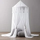 Princesse Lit Canopée Dôme Moustiquaire De Ciel de Lit Dôme Garderie Bambin Des Gamins Lit de Bébé, Tente de Jeu Literie Maison Décor Coin Lecture 240cm (Blanc)