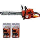 GT Garden Tronçonneuse Thermique 58 cm3, 3.5 CV, Guide 50 cm, 2 chaînes
