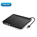 Lecteur CD/DVD Externe, Cocopa USB 3.0 Graveur DVD Externe CD Enregistreur Portable RW/ROM Mince ROM Transmission Rapide Câble USB Intégrée Windows/MAC OS Apple/iMac/Macbook/Laptop/Desktops/PC