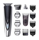 HATTEKER Tondeuse Barbe Tondeuse Cheveux Tondeuse Nez-Oreilles Electrique homme à barbes rasoir Impermeable 5 en 1 Pour Couper Barbe Cil de corps Nez Poils
