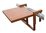 Spetebo Table Pliante en Eucalyptus Table de Balcon - 60 x 45 cm - Bois Table Suspendue pour Balcon Pliable