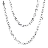 FaithHeart 5MM Collier Grain de Café, Doré 18K/316L Acier Chaine Collier pour Homme/Femme, 18/20/22/24/26/28/30 inches avec Boîte Cadeau