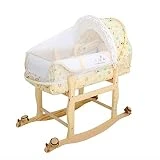 Portable Amovible Lit Bébé, Nouveau-Né Berceau Lit Bébé Panier De Couchage avec Roue De Cadre en Bois Moustiquaire, Adapté pour 0~2 Ans Bébé,D