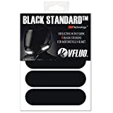 VFLUO Black StandardTM, Kit 4 Bandes Stickers rétro réfléchissants pour Casque Moto, 3M TechnologyTM, Noir