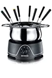 SEVERIN Fondue avec Caquelon Inox Amovible, 800 W env., Inclus : Couvercle Anti-Projections et 8 Fourchettes à Fondue, FO 2400