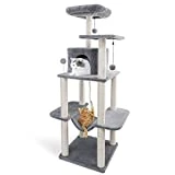 Eono by Amazon - Grand Arbre à Chat avec hamac et Niche, Arbre Chat de 4 étages avec Jouet poteaux en sisal 75 * 49 * 153cm