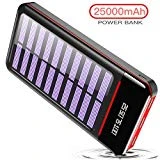 RLERON Batterie Externe 25000mAh Solaire Power Bank Chargeur LCD Display 3 Ports USB & 2 Entrées(Type-C & Android Device) Haute Vitesse et Technologie pour iPhone,iPad, Android Smartphone,Tablettes et