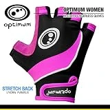 OPTIMUM Gants sans Doigts pour Femmes Nitebrite, (Noir/Rose), Grand Women's, Large